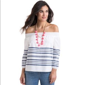 Breaker Stripe Off the Shoulder Top